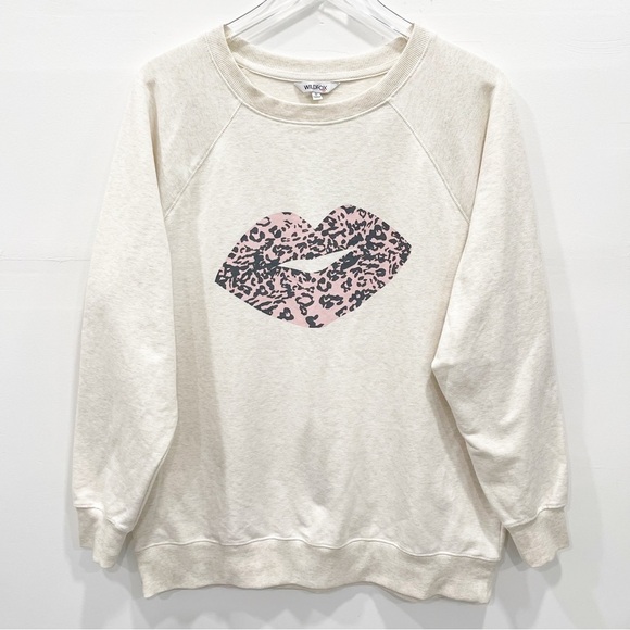 Wildfox Cheetah Lip Sweatshirt Medium Loose Fit - Picture 1 of 8